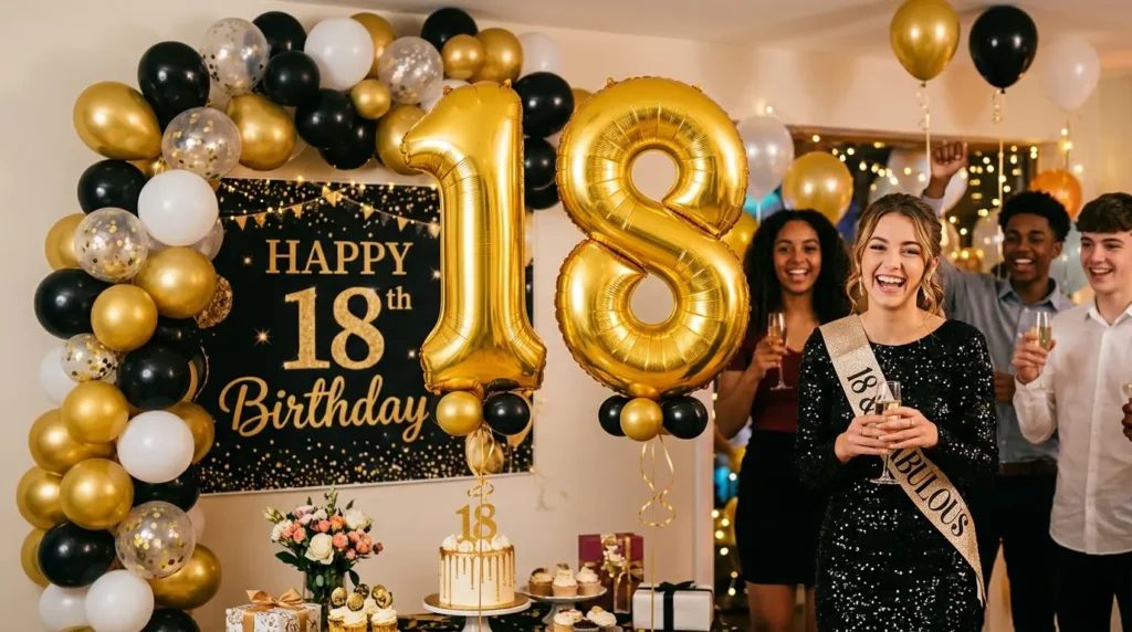 Birthday balloons with number 18