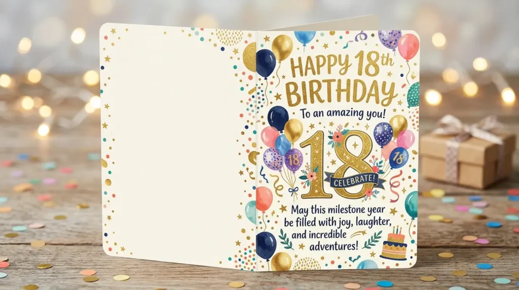 Happy 18th birthday greeting card design