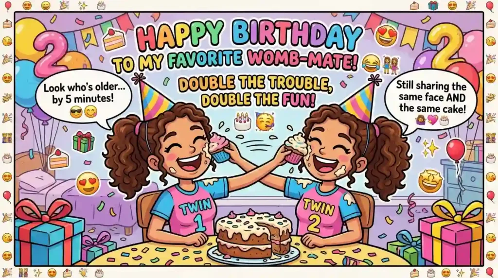 Funny Birthday Wishes for Twin Sisters
