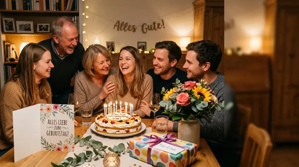 Heartfelt German birthday wishes shared with loved ones during a warm celebration