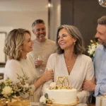 A joyful 50th birthday celebration with family and friends, cake, decorations, and meaningful moments.