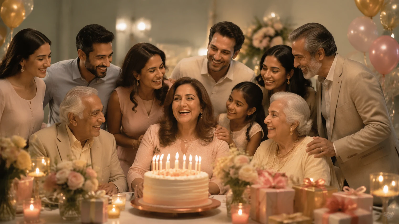 Family and friends celebrating with a loved one beside a birthday cake for Purposeful milestone birthday wishes.