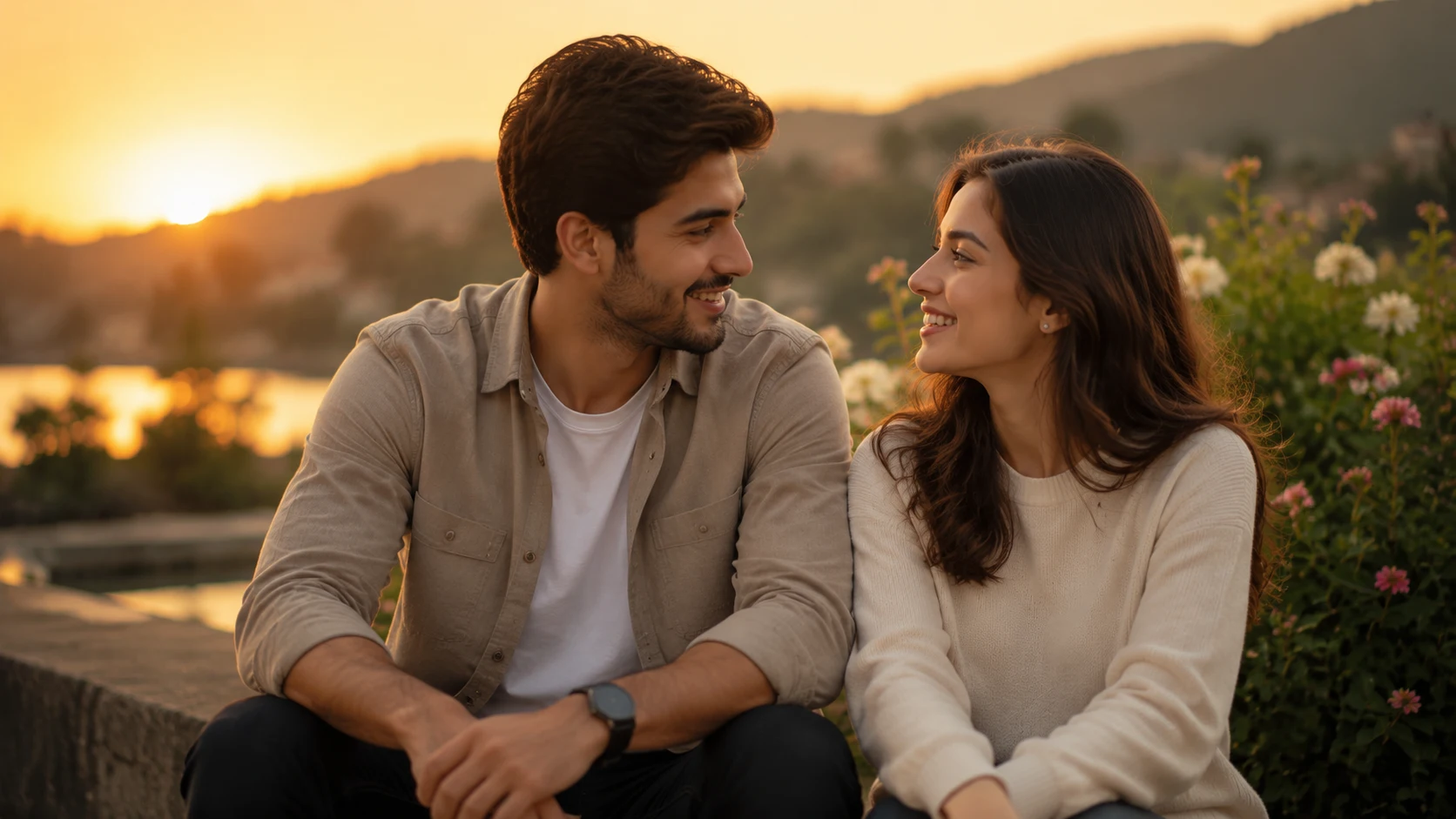 A happy couple sharing a warm moment for an article about heartfelt relationship messages.