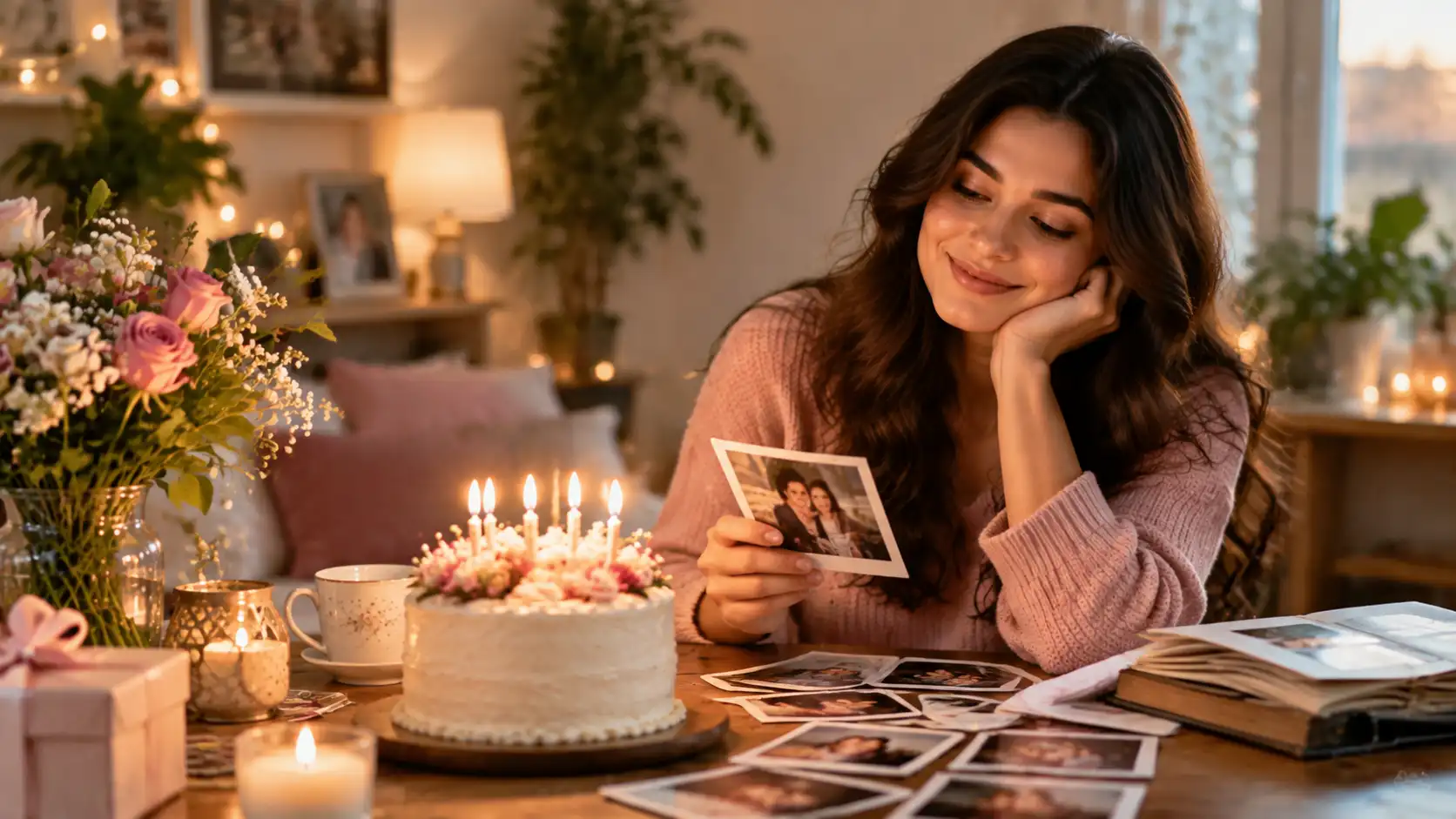 Person writing meaningful birthday wishes for themselves in a personal journal.
