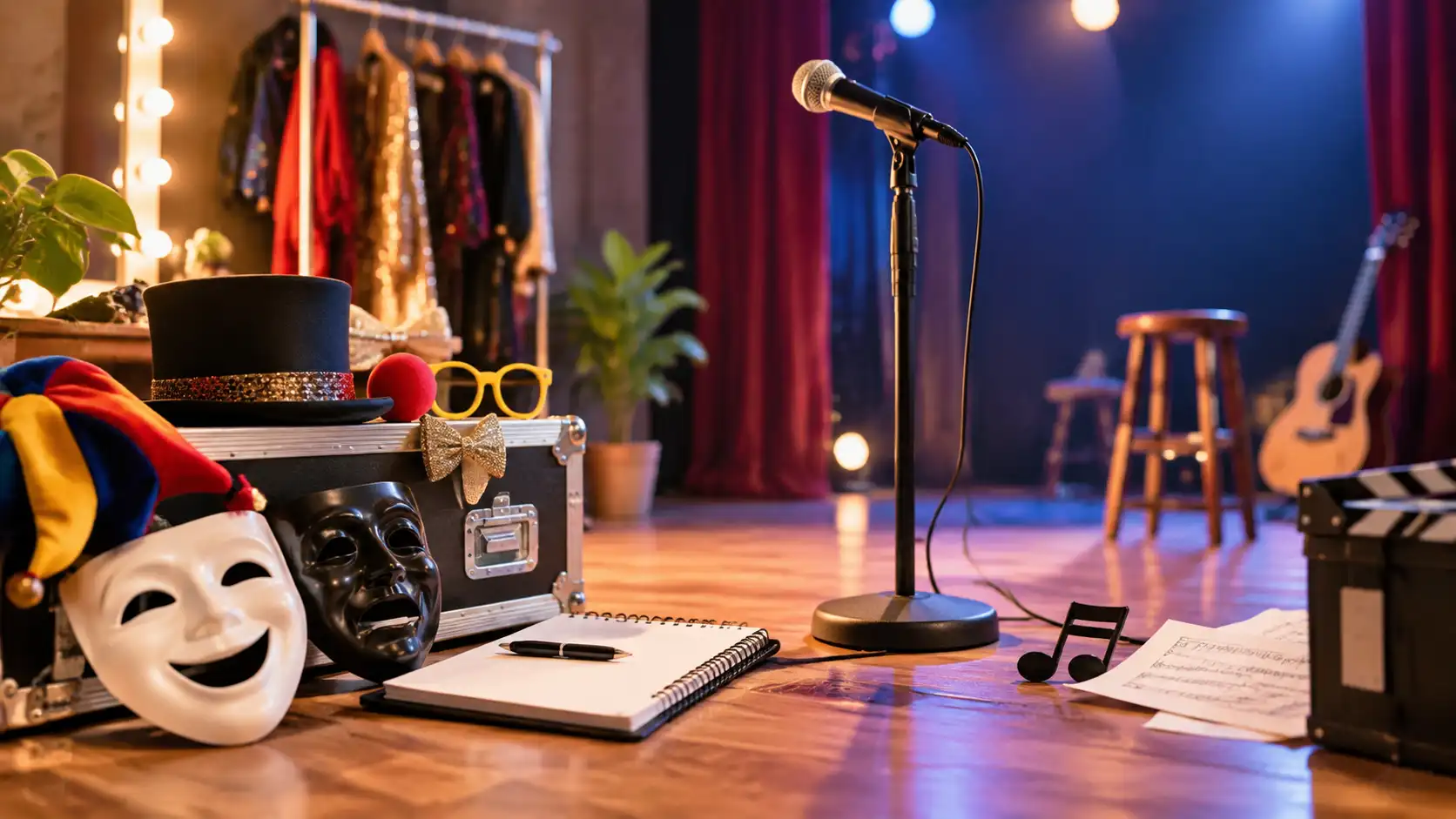 Funny good luck messages for audition with a joyful backstage performance setup and creative audition atmosphere