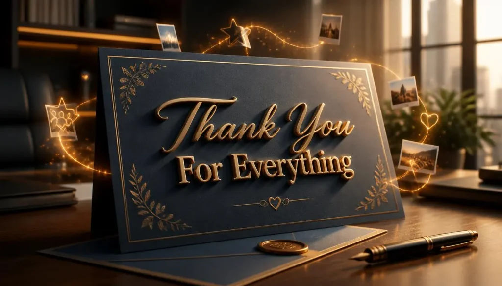 3D farewell appreciation design showing a heartfelt thank you concept for a departing colleague.
