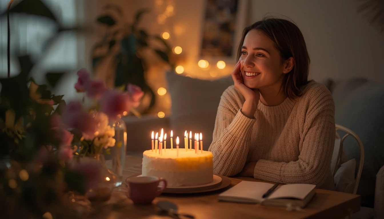 Emotional birthday celebration representing heart touching birthday wishes for myself.